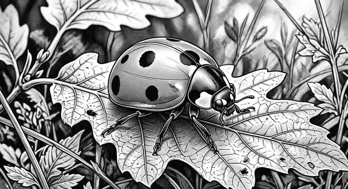 Hand-inked Convergent Lady Beetle