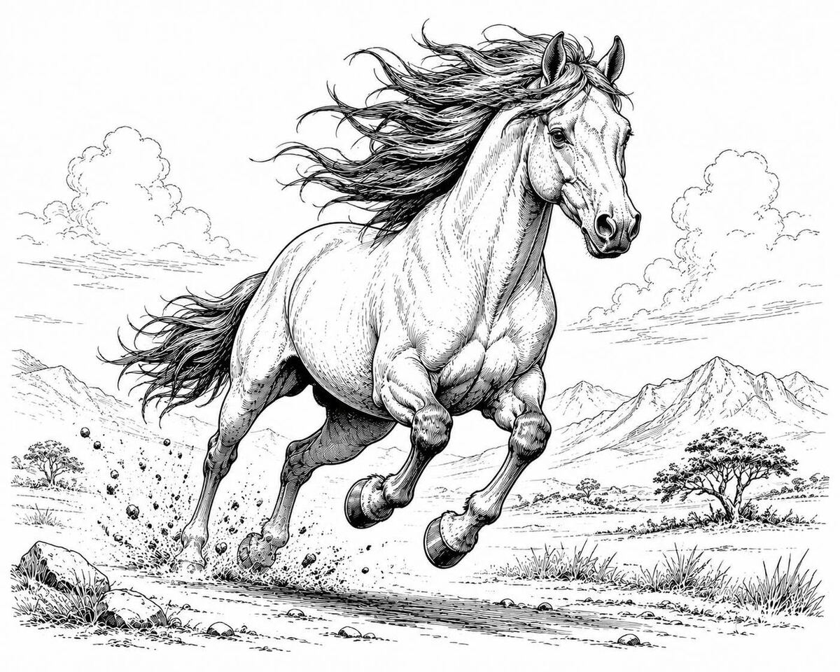 Hand-inked Sonoran Mustang