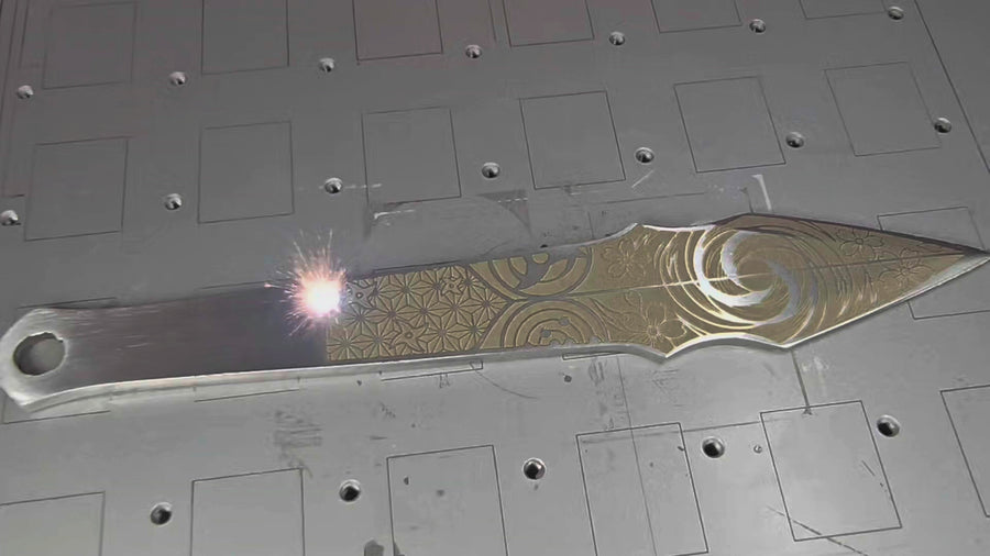 Laser engraving detail in progress